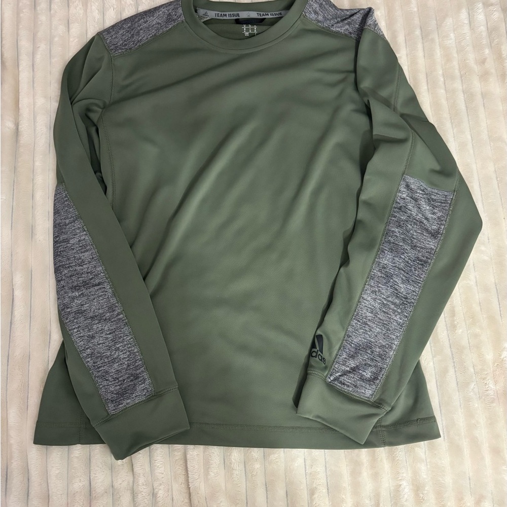 Adidas Green and Gray Long Sleeve Tee